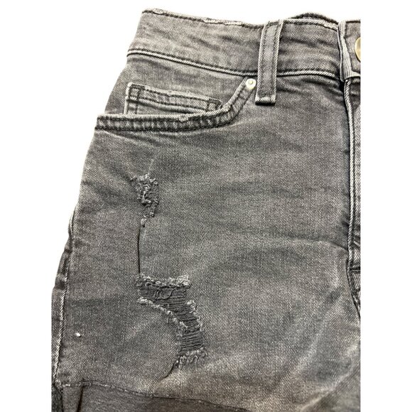 H&M Womens Black Denim Distressed Jean Shorts Bootie Cuffed Size 4 - Picture 2 of 4